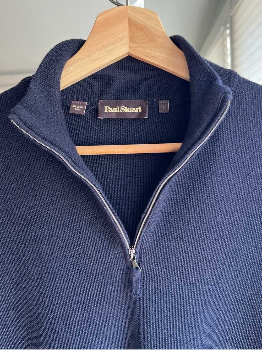 Paul Stuart Men's Navy Zip Mock-Collar Sweater